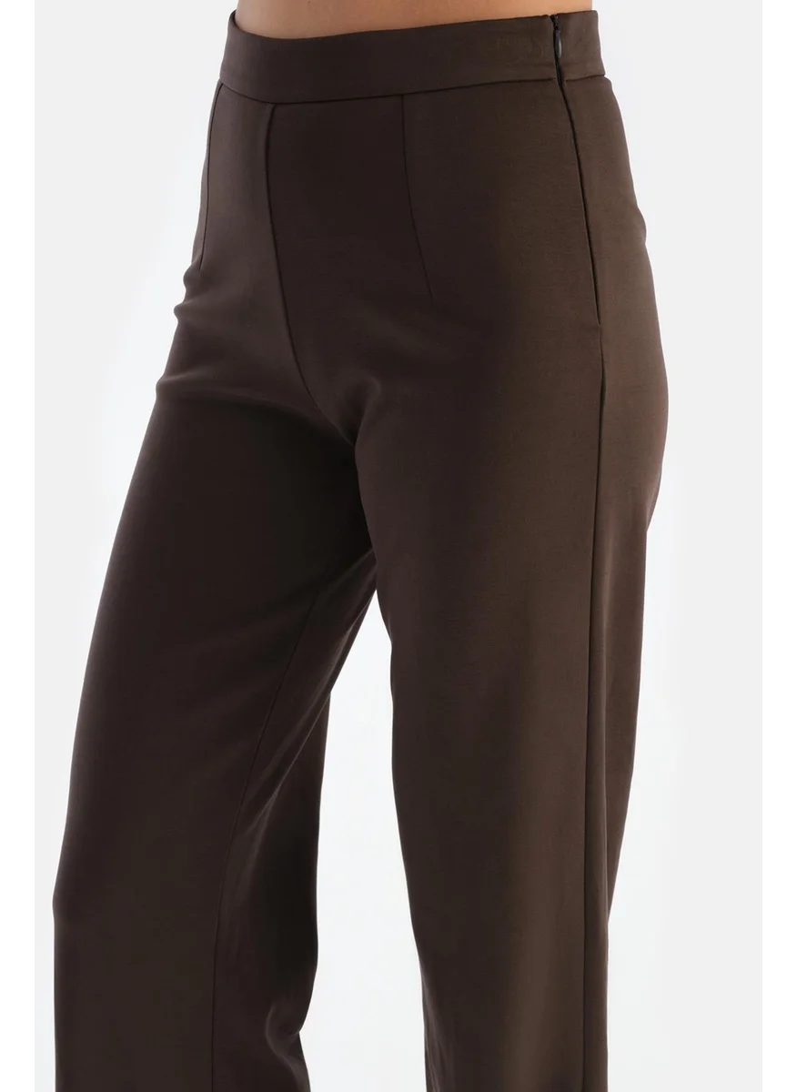 dagi Dark Brown Hidden Zipper Modal Trousers
