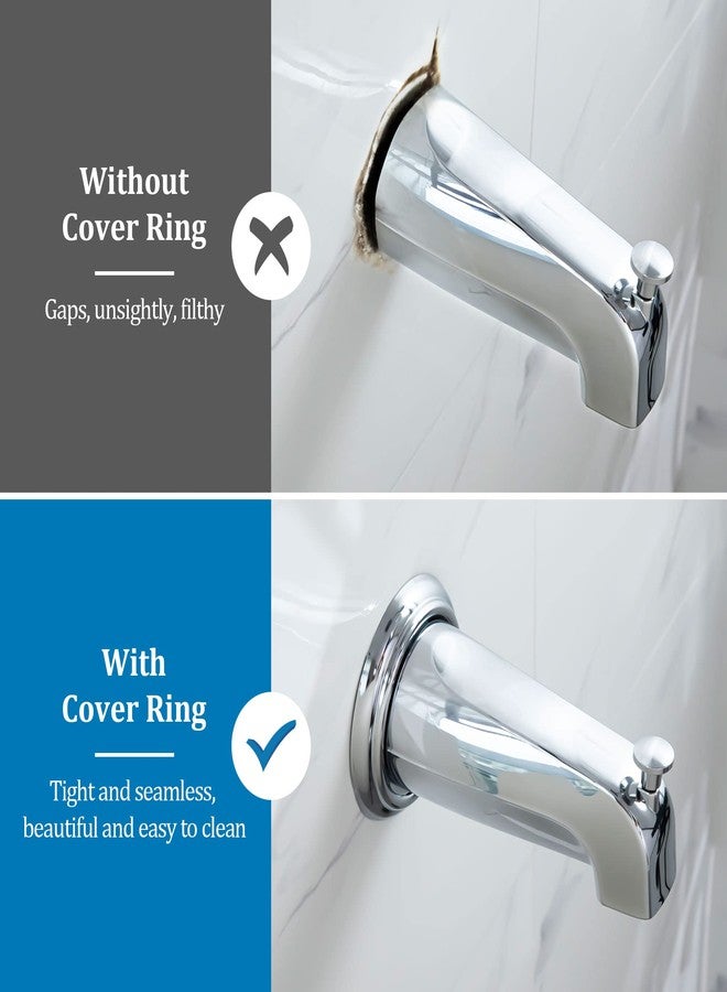 Enhon 2 Pack Metal Tub Spout Cover Ring, Bathroom Faucet Remodeling Wall Plate with Foam Gasket, 1-1/2 Inch ID and 3-5/8 Inch OD(Chrome) - Image 4