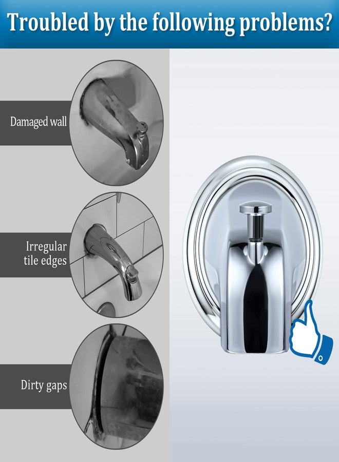 Enhon 2 Pack Metal Tub Spout Cover Ring, Bathroom Faucet Remodeling Wall Plate with Foam Gasket, 1-1/2 Inch ID and 3-5/8 Inch OD(Chrome) - Image 3