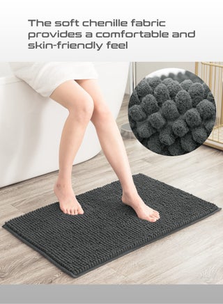 Chenille Bathroom Mat - Soft Short Plush Bath Rug - Anti-slip Floor Mat - Quick Water Absorption - Machine Washable - 40*60cm - view 2