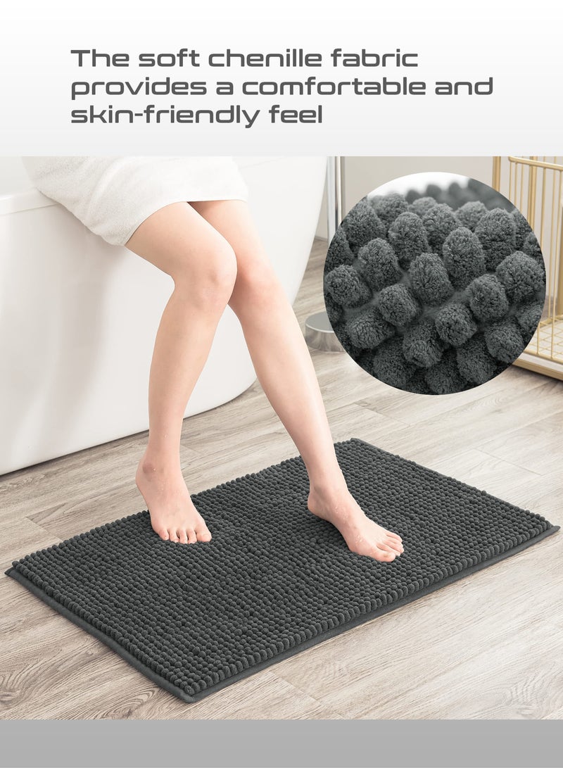 مي فازا سجادة حمام من الشنيل - سجادة حمام قصيرة ناعمة من القطيفة - سجادة أرضية مضادة للانزلاق - امتصاص سريع للماء - قابلة للغسل في الغسالة - 40*60 سم - Image 2