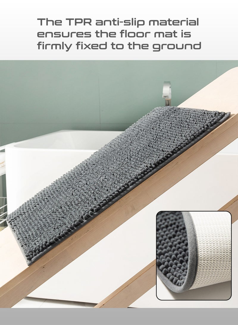 مي فازا سجادة حمام من الشنيل - سجادة حمام قصيرة ناعمة من القطيفة - سجادة أرضية مضادة للانزلاق - امتصاص سريع للماء - قابلة للغسل في الغسالة - 40*60 سم - Image 4