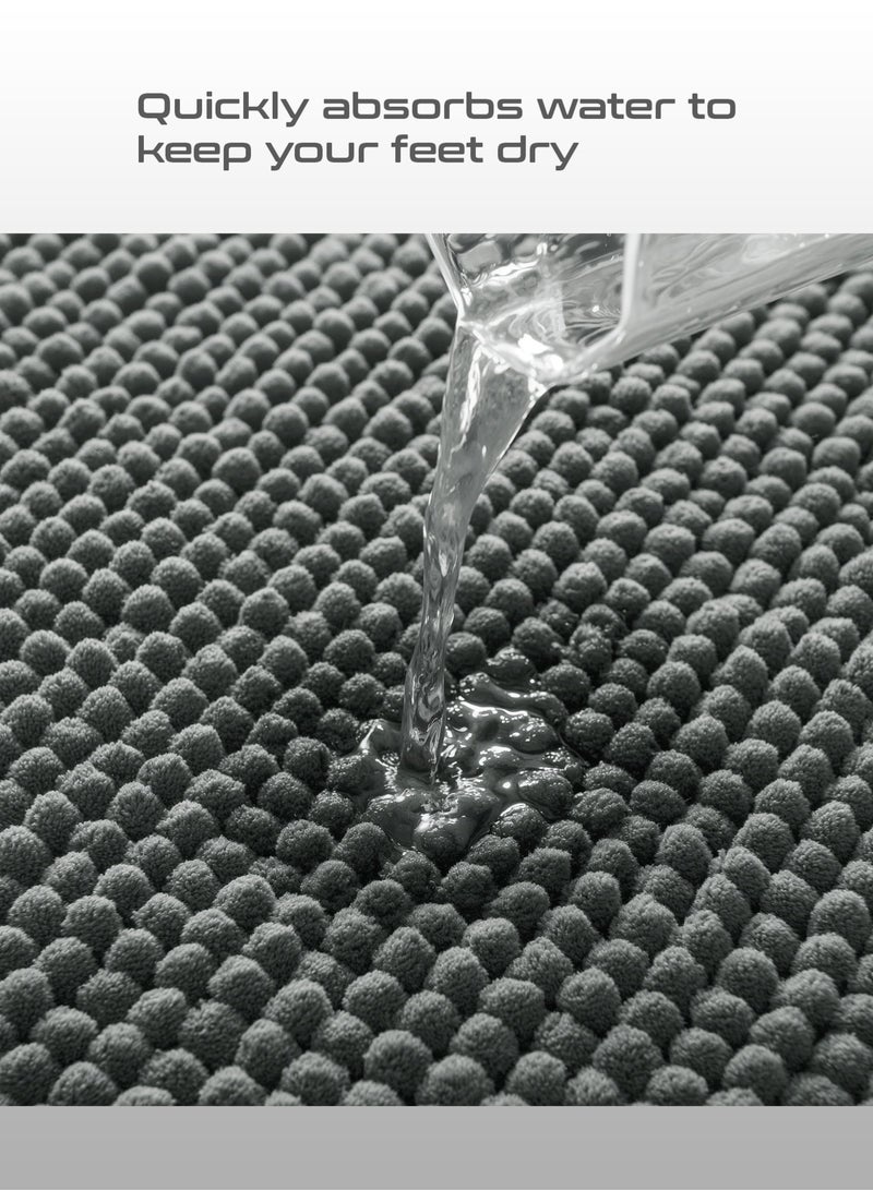 مي فازا سجادة حمام من الشنيل - سجادة حمام قصيرة ناعمة من القطيفة - سجادة أرضية مضادة للانزلاق - امتصاص سريع للماء - قابلة للغسل في الغسالة - 40*60 سم - Image 3