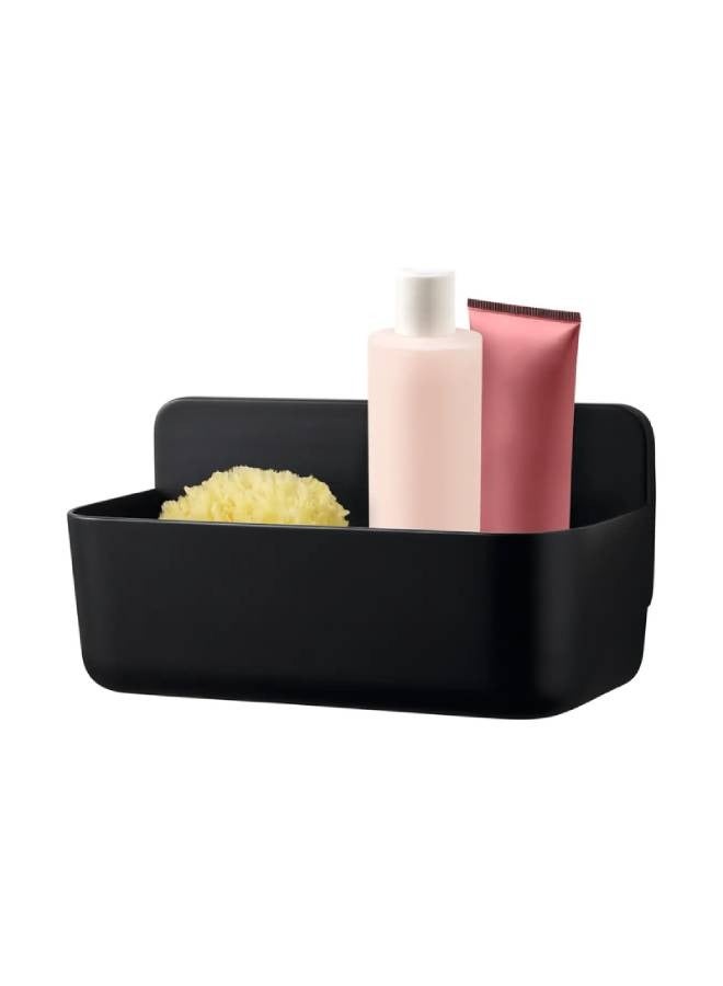 Tesa Lavaa Matt Black Shower Basket Medium Size - Convenient Storage For Showers And Bathtubs