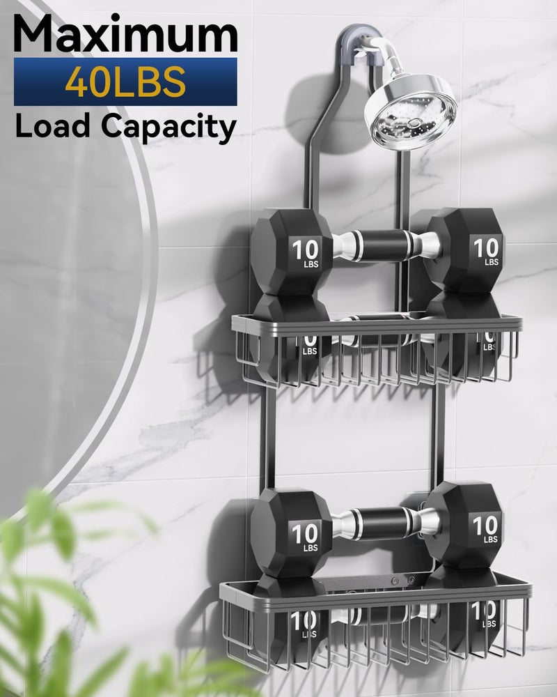 Yasonic Shower Caddy Hanging  Never Rust Shower Organizer Hanging  Aluminum Shower Racks For Inside Shower With Hooks For Razor  Bathroom Organizers And Storage With Soap Holder  Grey - Image 5
