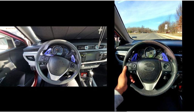 SANRILY Blue Steering Wheel Shift Paddle Shifter Extension for Toyota Camry and Corolla - Image 4