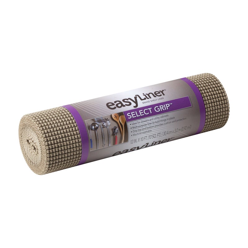 Duck Brand Select Grip EasyLiner Shelf and Drawer Liner 12Inch x 10Feet NonAdhesive Taupe 736411