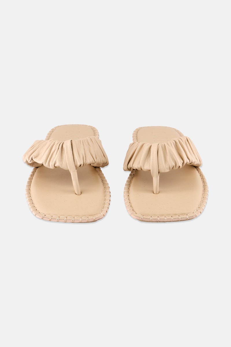 MANGO Women 622 Tina Slip On Slippers, Cream - Image 4