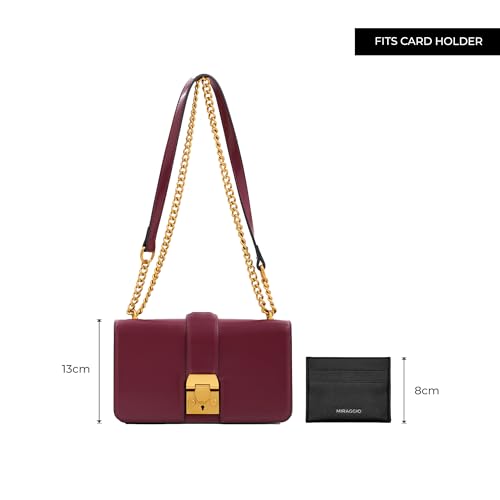 Miraggio Scarlet Solid Crossbody Bag with Convertable Sling/Shoulder Chain for Women (Wine) - Image 2