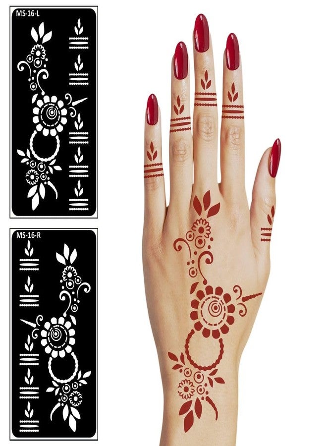 Komstec Beautiful Henna Design Circles, Flowers, and Lines Mehndi Stencil Easy-to-Use Henna Mehndi Stencil Sticker for Girl and Women - Image 5