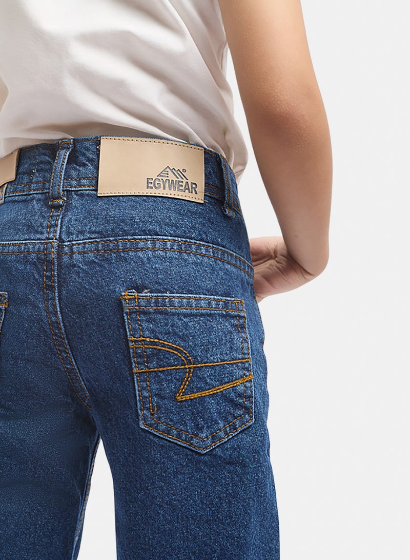 EGY WEAR Girls' Medium  Blue  Wide-Leg Jeans - Image 3