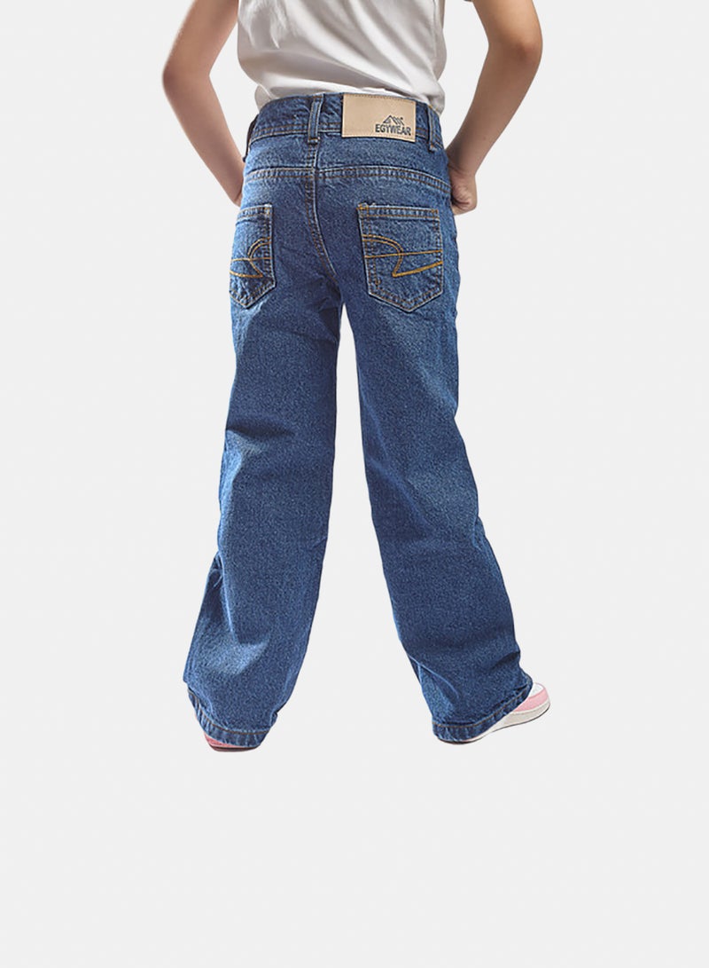 EGY WEAR Girls' Medium  Blue  Wide-Leg Jeans - Image 2