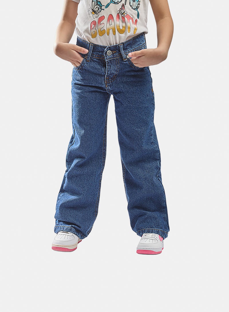 EGY WEAR Girls' Medium  Blue  Wide-Leg Jeans - Image 1