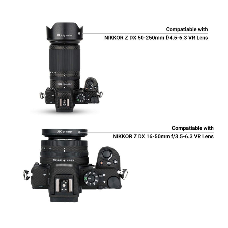 JJC (1+1) Screw on + Bayonet Lens Hood Shade for Nikon Z30 Z50 Z fc Dual Lens Kit (Nikkor Z DX 16-50mm & 50-250mm) Replaces HN-40 and HB-90A Lens Hood - Image 2