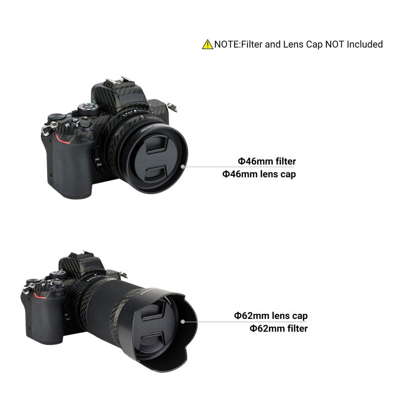 JJC (1+1) Screw on + Bayonet Lens Hood Shade for Nikon Z30 Z50 Z fc Dual Lens Kit (Nikkor Z DX 16-50mm & 50-250mm) Replaces HN-40 and HB-90A Lens Hood - Image 3