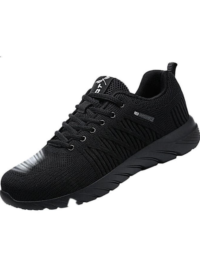 Red Dragonfly Men'S Flyknit Breathable Soft-Soled Wear-Resistant Lace-Up Walking Casual Shoes Men C0200023-1 All Black 42 - Image 1