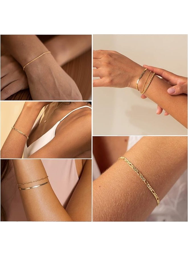 Ucanbe مجموعة أساور سلسلة طبقات بوهو مينيماليست للنساء – 6 قطع من مجوهرات السلاسل المعدنية البسيطة - Image 2