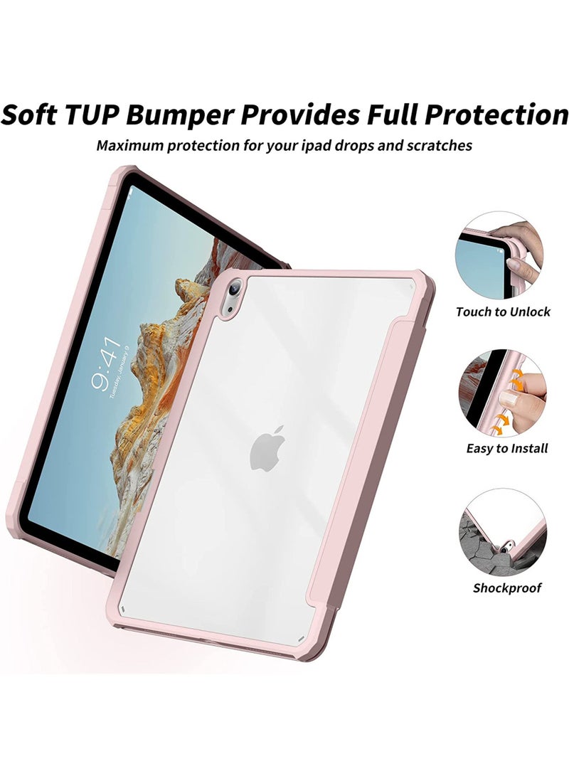 روك بو آي باد الهواء الجيل الخامس ( 2022 ) آي باد الهواء الجيل الرابع ( 2020 ) حالة 10.9 بوصة [ المدمج في حامل القلم ] ثلاثة أضعاف قوس غطاء مقاوم للصدمات ، شفافة بعد حالة النوم التلقائي الصحوة - Image 2