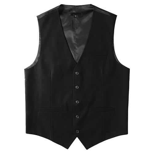 ZEROYAA Men's Hipster Urban Design 3 Pockets Business Formal Dress Vest for Suit Tuxedo ZLSV16 Black Medium - Image 4