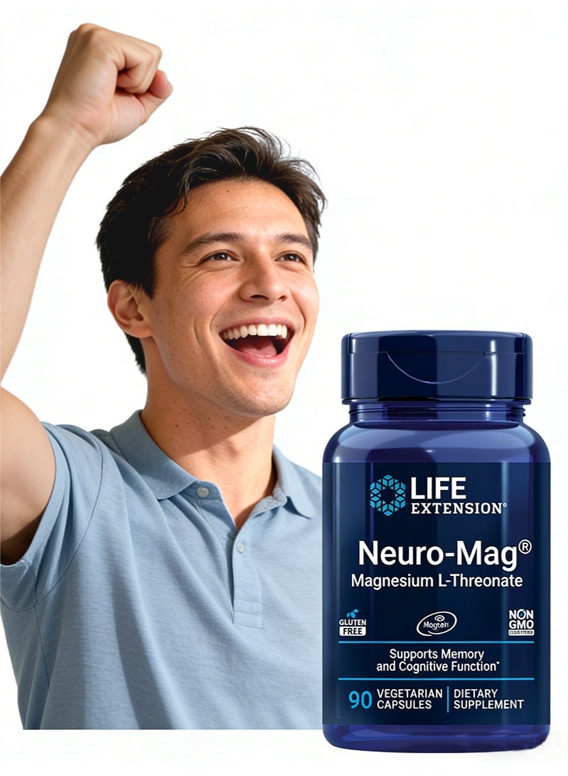 لايف إكستنشن مكمل غذائي نيورو ماج مغنيسيوم إل ثريونات - دعم طبيعي للذاكرة والوظيفة الإدراكية وصحة الدماغ 90 كبسولة - Image 1