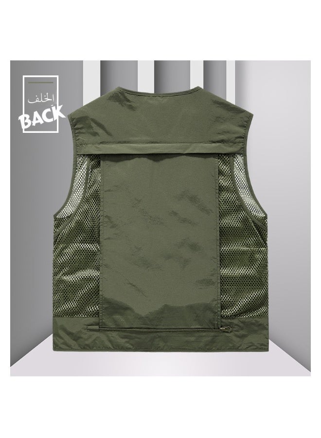 Men'S Work Vest Pography Fishing Multi-Pocket Vest Outdoor Hiking V-Neck Vest Large Size - Image 2