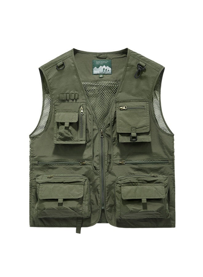 Men'S Work Vest Pography Fishing Multi-Pocket Vest Outdoor Hiking V-Neck Vest Large Size - Image 1