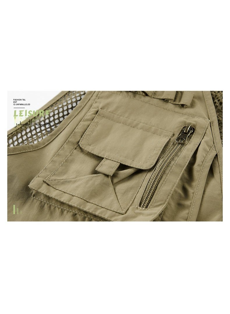 Men'S Work Vest Pography Fishing Multi-Pocket Vest Outdoor Hiking V-Neck Vest Large Size - Image 5