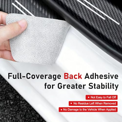 Qurbuns 9 PCS Car Door Sill Protector, Carbon Fiber Rear Bumper Guard Strip, Leather Threshold Sticker, Anti-Scratch Auto Door Entry Guards Sill Protector, Universal for Most Vehicles (Black) - Image 5