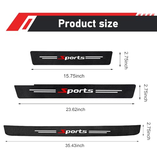 Qurbuns 9 PCS Car Door Sill Protector, Carbon Fiber Rear Bumper Guard Strip, Leather Threshold Sticker, Anti-Scratch Auto Door Entry Guards Sill Protector, Universal for Most Vehicles (Black) - Image 2