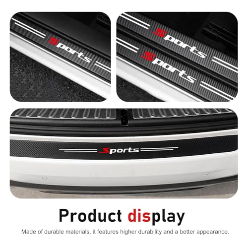 Qurbuns 9 PCS Car Door Sill Protector, Carbon Fiber Rear Bumper Guard Strip, Leather Threshold Sticker, Anti-Scratch Auto Door Entry Guards Sill Protector, Universal for Most Vehicles (Black) - Image 4