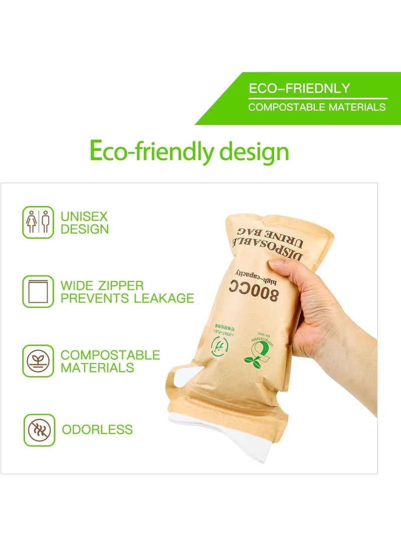 SOLARAE Disposable Urine Bags, 100% Compostable Unisex Urinals, 12 PCS 800ML Emergency Toilet for Car, Portable Camping Urinal Bags with Superior Absorbent Pad for Camping,Traffic Jams, Pregnant, Patient - Image 5