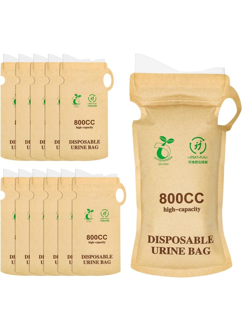 SOLARAE Disposable Urine Bags, 100% Compostable Unisex Urinals, 12 PCS 800ML Emergency Toilet for Car, Portable Camping Urinal Bags with Superior Absorbent Pad for Camping,Traffic Jams, Pregnant, Patient - Image 1