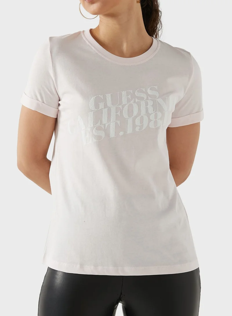 GUESS Roll Sleeve Logo T-Shirt