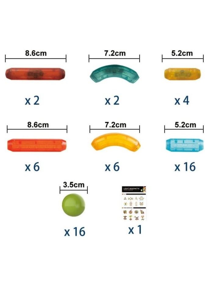 YOMNA - Glow In The Dark Magnetic Building Blocks Toy - 52 PCS Light-Up STEM Construction Set for Kids - Different Sizes & Curve Shaped - Ideal for Boys and Girls - Image 1