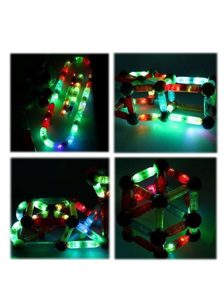 YOMNA - Glow In The Dark Magnetic Building Blocks Toy - 52 PCS Light-Up STEM Construction Set for Kids - Different Sizes & Curve Shaped - Ideal for Boys and Girls - Image 1