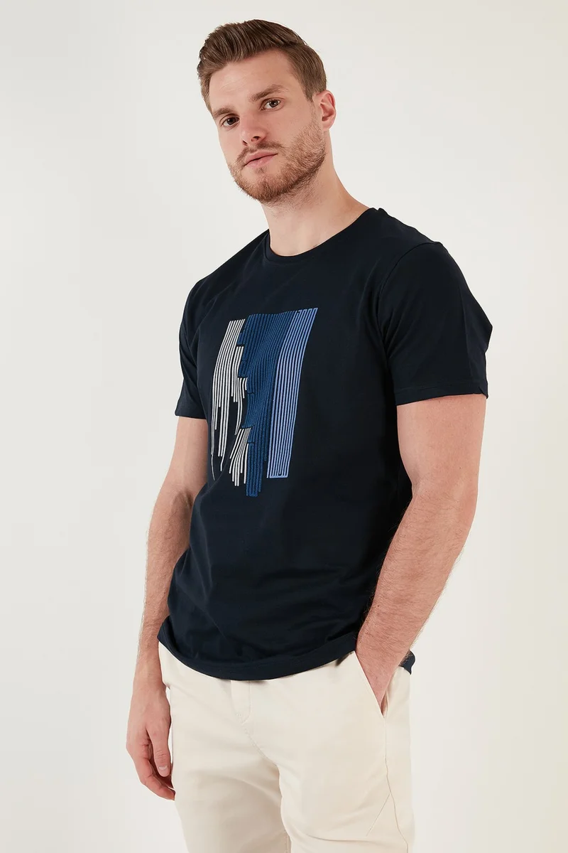 Buratti Printed Cotton Slim Fit Crew Neck T Shirt Men's T Shirt 646B3780