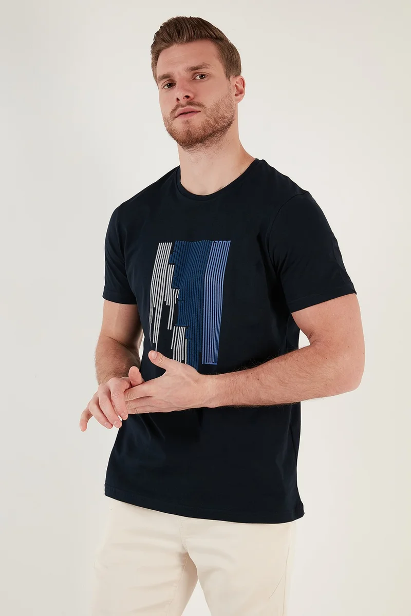 Buratti Printed Cotton Slim Fit Crew Neck T Shirt Men's T Shirt 646B3780