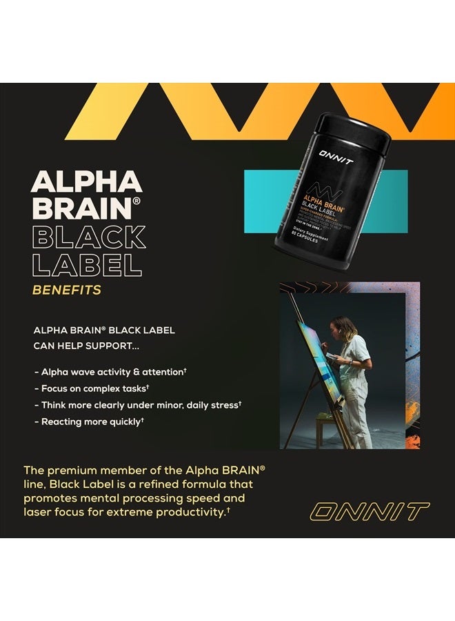 Onnit Alpha Brain Black Label Capsule (80ct) Premium Citicoline Brain Supplement - Focus, Concentration & Memory - Lion's Mane, Hericium Erinaceus, L Theanine & Mucuna Pruriens - Image 2