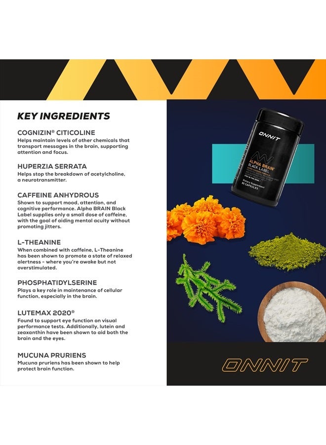 Onnit Alpha Brain Black Label Capsule (80ct) Premium Citicoline Brain Supplement - Focus, Concentration & Memory - Lion's Mane, Hericium Erinaceus, L Theanine & Mucuna Pruriens - Image 4
