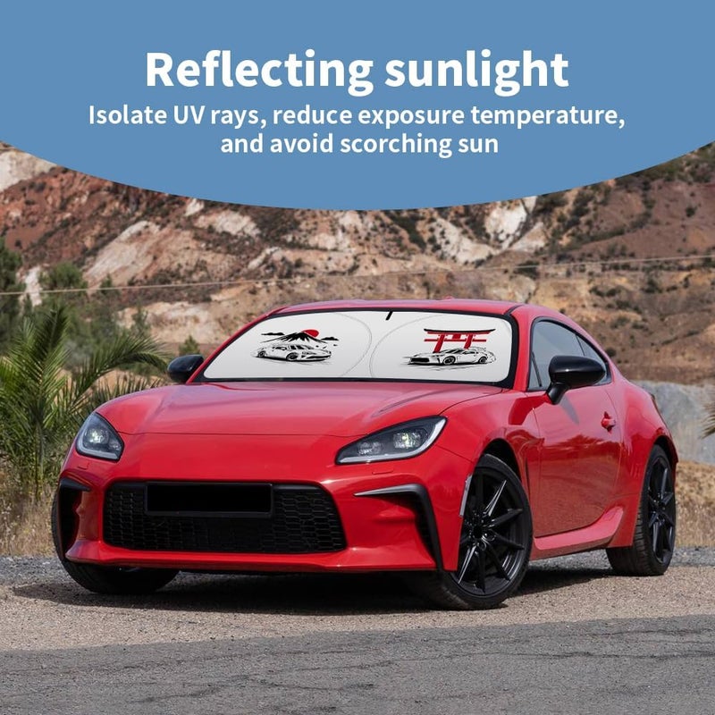 ظل شمسي للزجاج الأمامي، متوافق مع طرازات تويوتا 86 سيون FR-S، FT86، GT86، GR86 من عام 2013 حتى الآن؛ يُستخدم كغطاء للنافذة الأمامية للسيارة، يحمي من أشعة الشمس ويعكس أشعة الشمس فوق البنفسجية، ويُعتبر إكسسوارًا مفيدًا لحماية الزجاج الأمامي. - Image 4