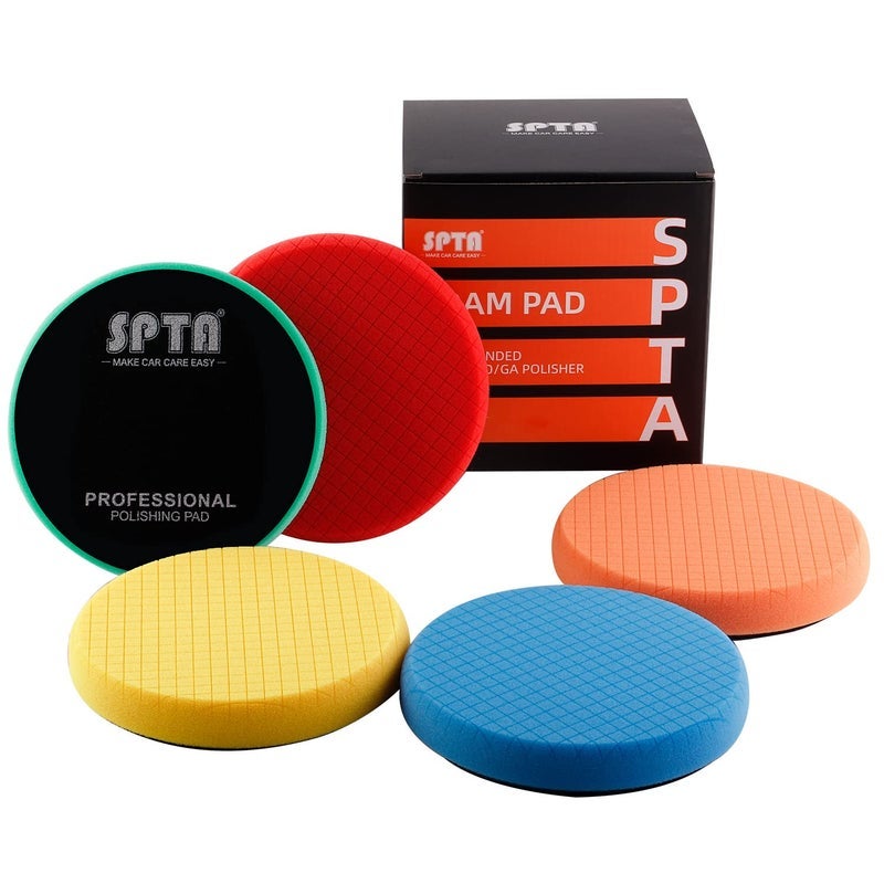 SPTA Buffing Sponge Pads , SPTA 5Pcs 6.5 Inch Face for 6 Inch 150mm Backing Plate Compound , Cutting Polishing Pad Kit For Car Buffer Polisher Compounding , Polishing and Waxing -SQMIX65 - Image 1
