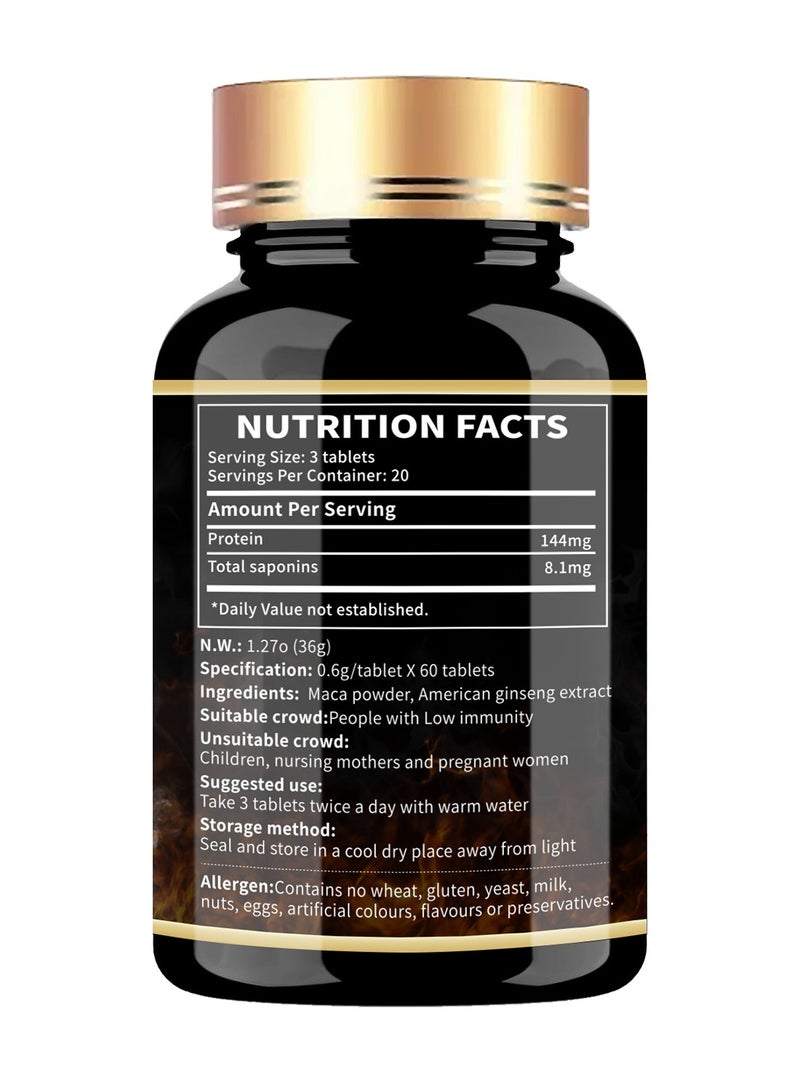 miriyalyad Maca Tablets| Eliminate Fatigue |  Improve Sleep Quality | 60 Tablets/Bottle Supplement Fitness Edible Dietary - Image 4