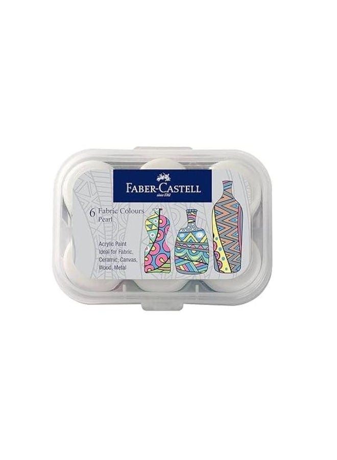 FABER-CASTELL Fabric Colours Pearl 10Ml 6 Colors Plastic Box - Image 1