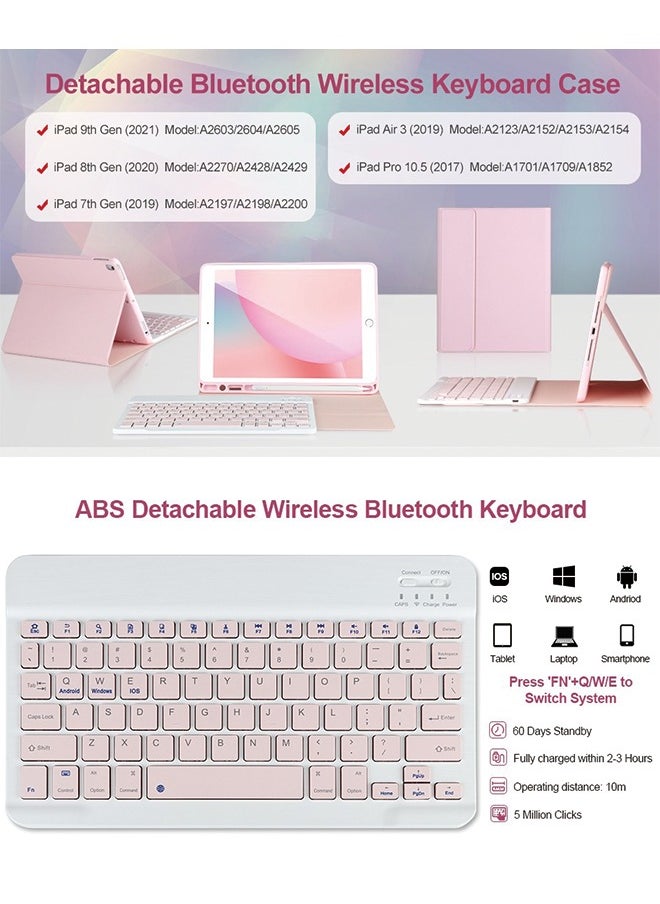Generic - Keyboard Case for iPad 9th/8th/7th Generation 10.2 Inch [Magnetic Detachable Wireless Keyboard][Support 3 System] Flip Stand Case with Pencil Holder for iPad 10.2 2021/2020/2019, Black - Image 1