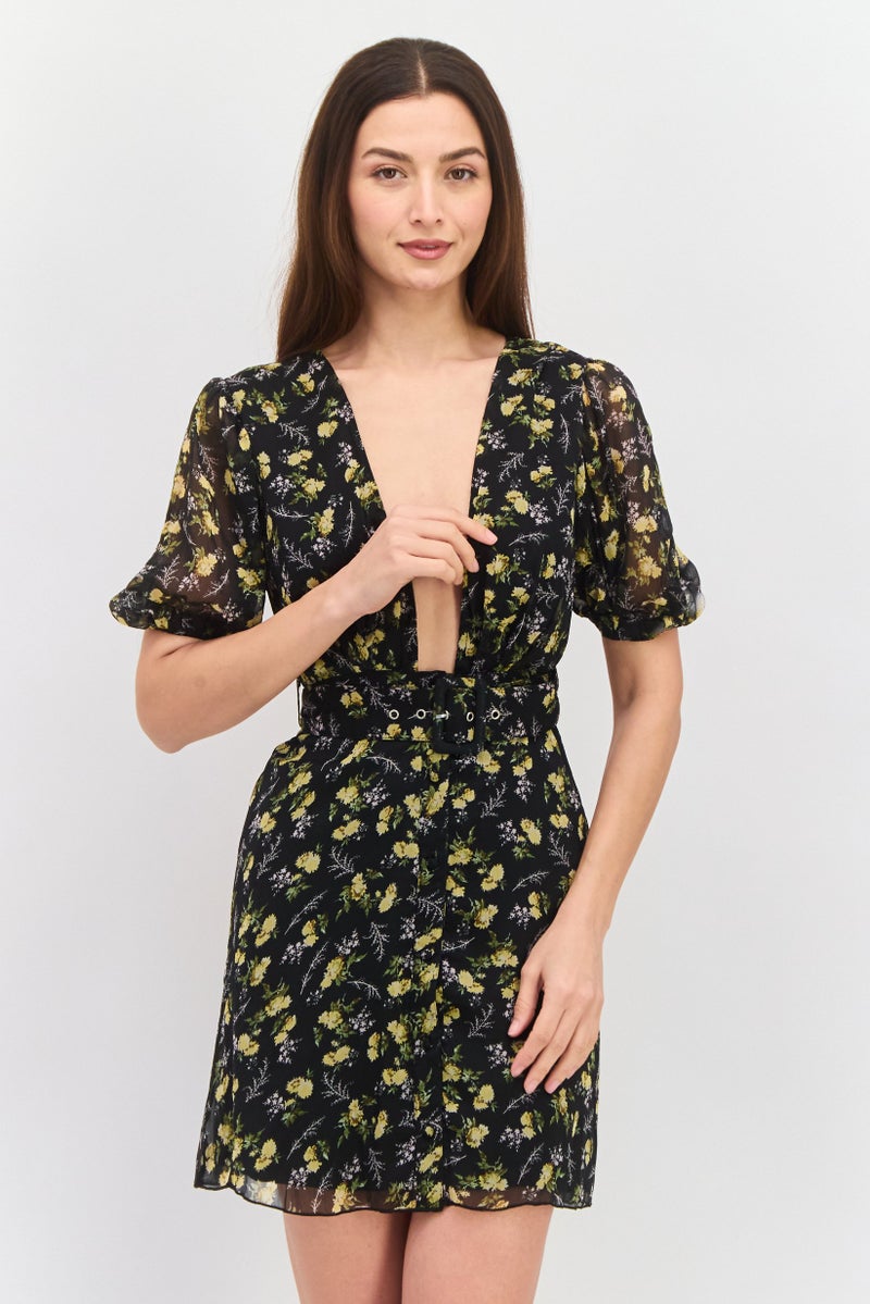 Asos Design Women Allover Printed Mini Dress, Multicolor - Image 1