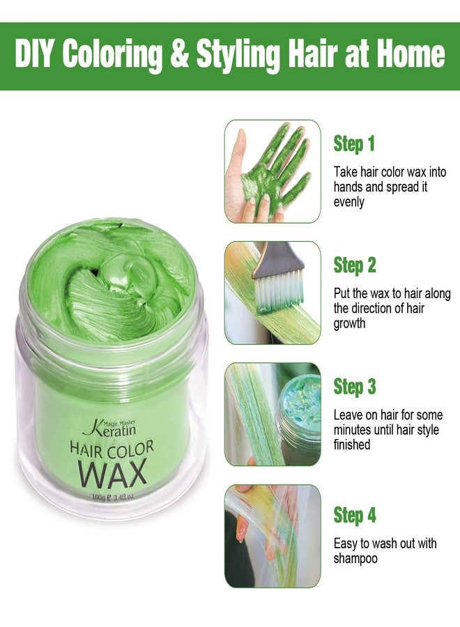 Magic Master Keratin Hair Color Wax Magic Master Keratin Temporary Hairstyle Cream Instant Colored Clay for Men and Women Party, Festival, Cosplay(Green) - Image 3