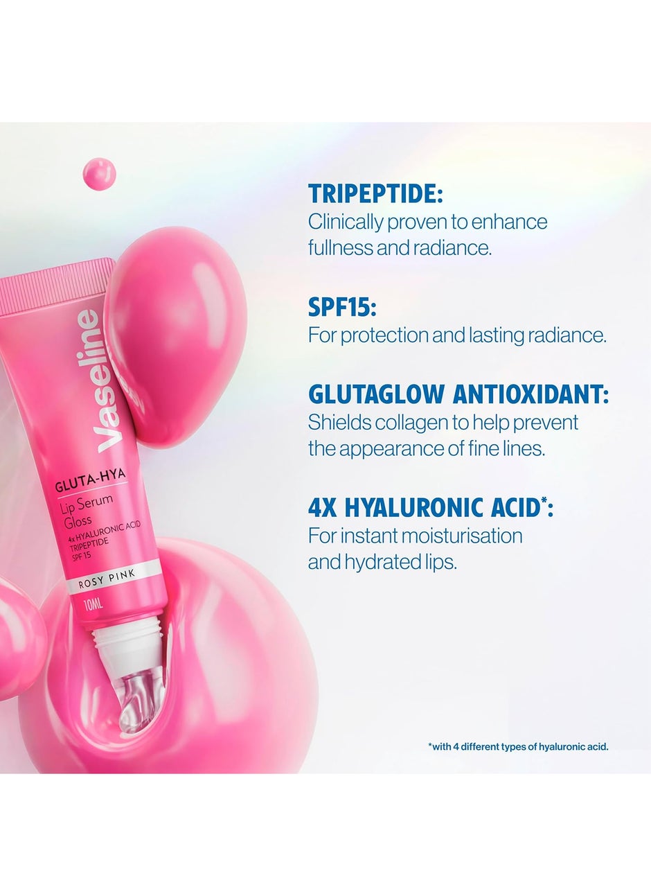 Buy Vaseline Gluta-Hya Serum Gloss Tinted Lip Care Rosy Pink | Hyaluronic Acid & Glutathione for Plump Dewy Lips Online | 15 Minutes Instant Delivery