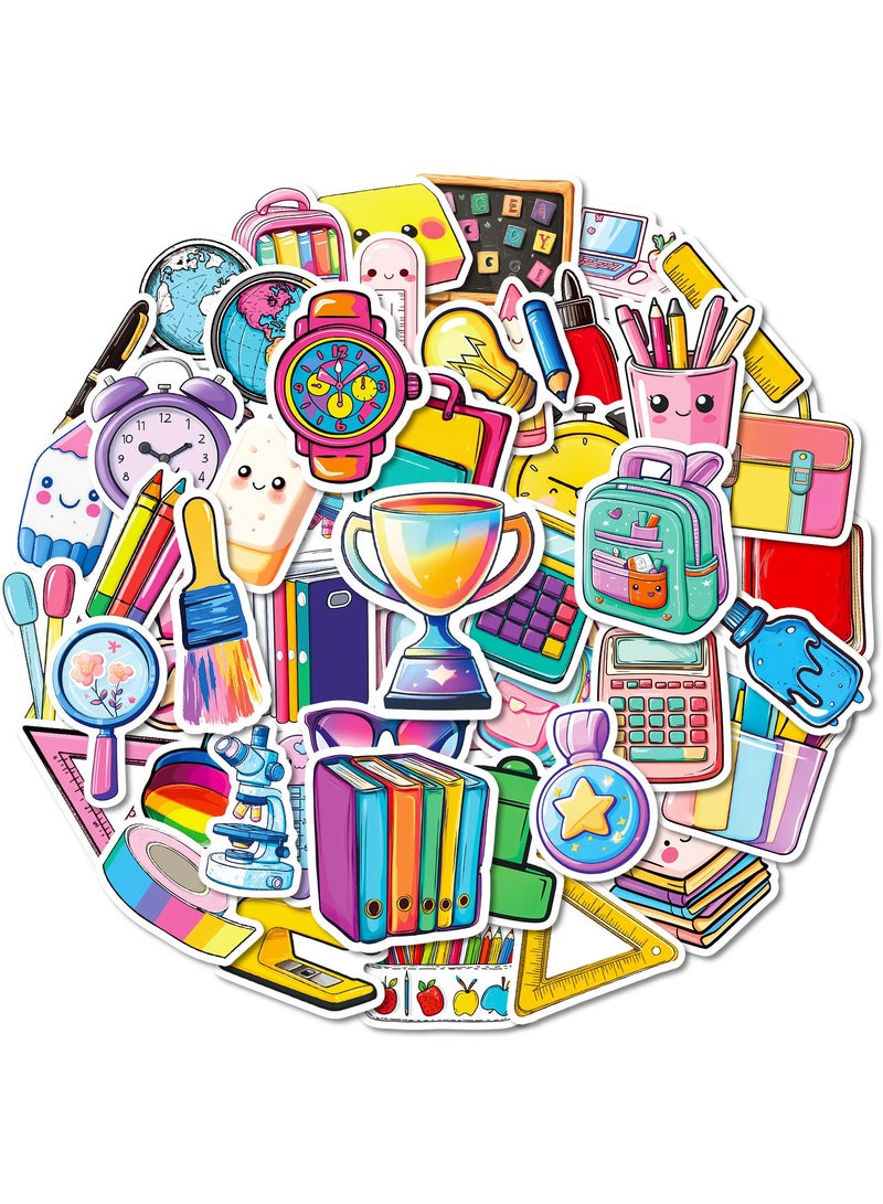 50pcs Learning Stationery Stickers Cheer to Kindergarten Go to School Theme Party Decal Decoration for Notebook Guitar Skateboards Laptops Water Bottles Bikes Luggage Computer Phone Car Envelope - Image 1