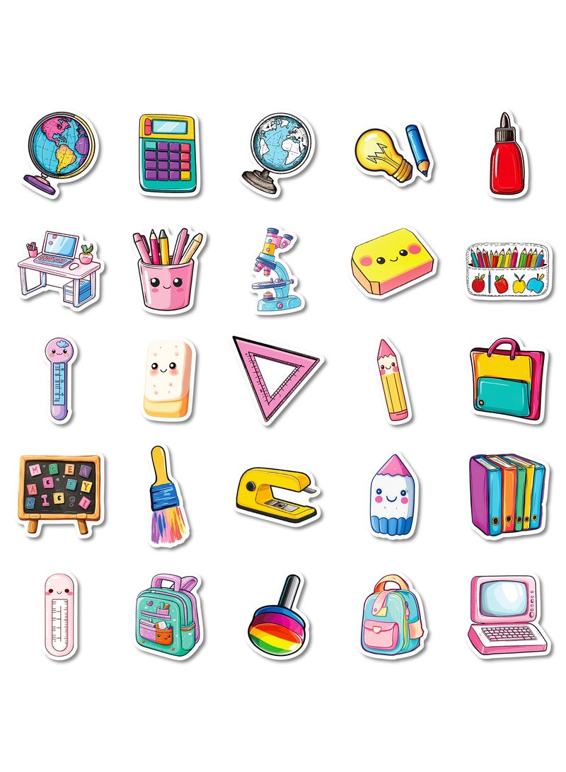 50pcs Learning Stationery Stickers Cheer to Kindergarten Go to School Theme Party Decal Decoration for Notebook Guitar Skateboards Laptops Water Bottles Bikes Luggage Computer Phone Car Envelope - Image 3