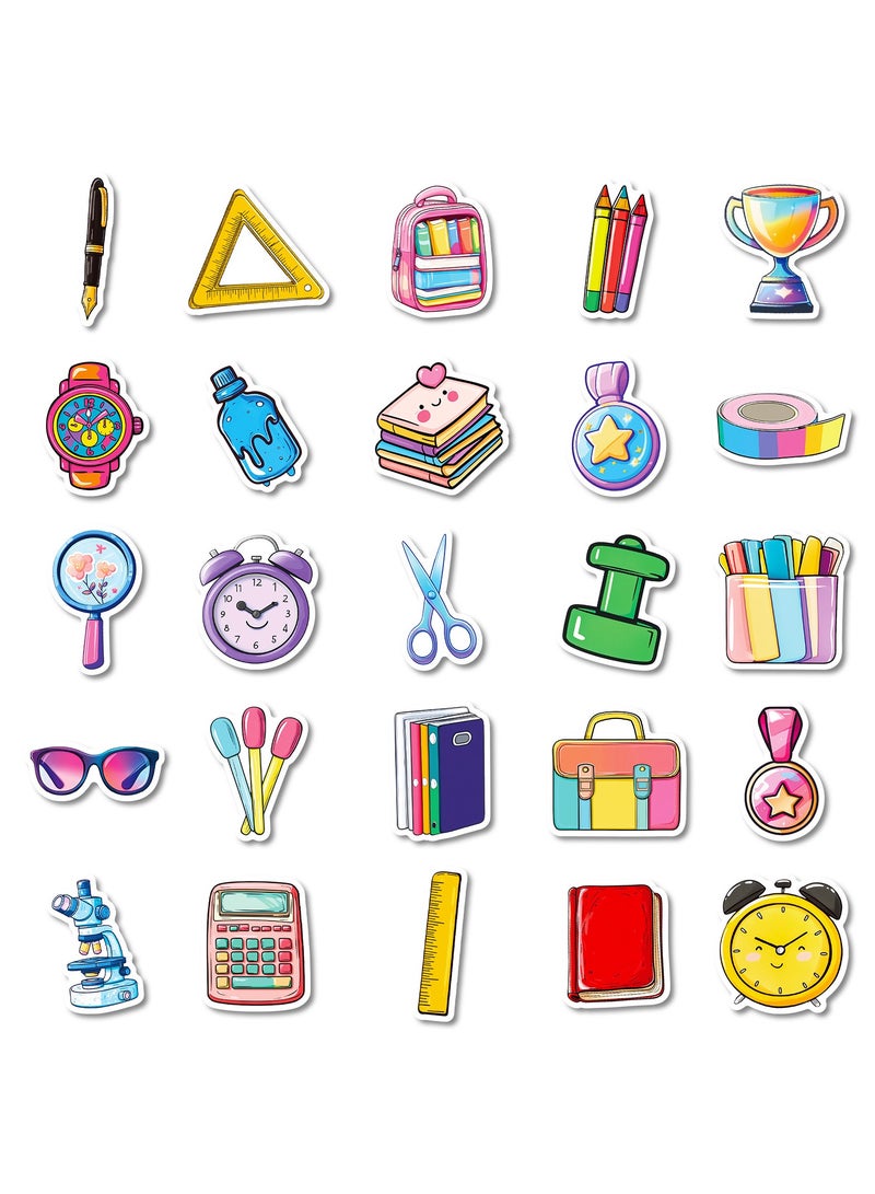 50pcs Learning Stationery Stickers Cheer to Kindergarten Go to School Theme Party Decal Decoration for Notebook Guitar Skateboards Laptops Water Bottles Bikes Luggage Computer Phone Car Envelope - Image 4